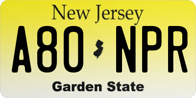 NJ license plate A80NPR