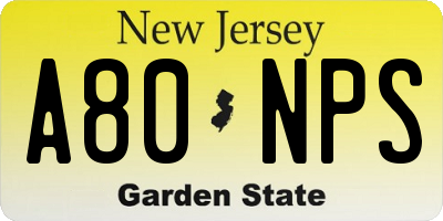 NJ license plate A80NPS