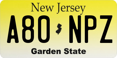 NJ license plate A80NPZ