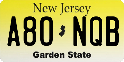 NJ license plate A80NQB