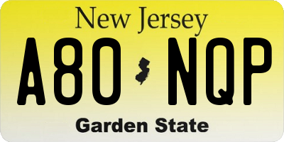 NJ license plate A80NQP
