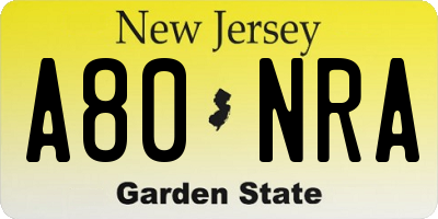 NJ license plate A80NRA