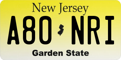 NJ license plate A80NRI