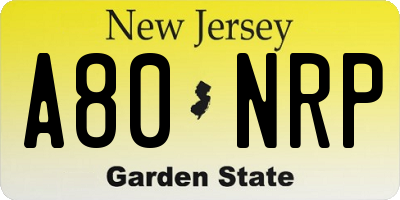 NJ license plate A80NRP
