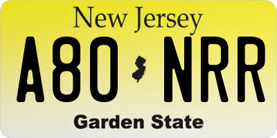 NJ license plate A80NRR