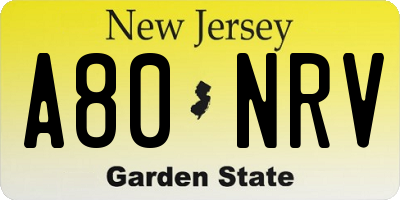 NJ license plate A80NRV