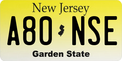 NJ license plate A80NSE