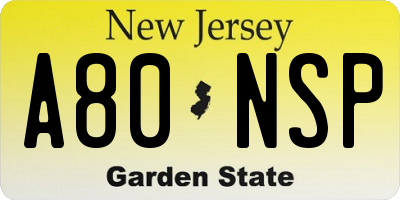 NJ license plate A80NSP