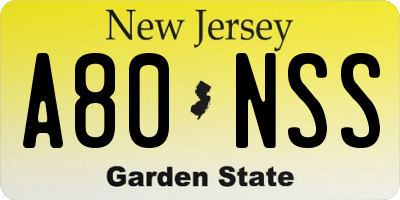 NJ license plate A80NSS