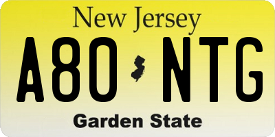 NJ license plate A80NTG