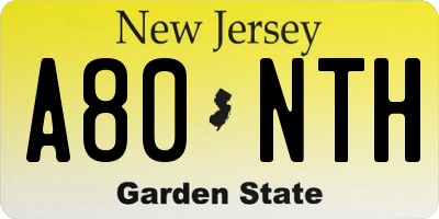 NJ license plate A80NTH