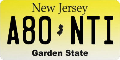 NJ license plate A80NTI