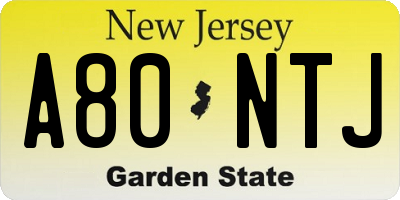 NJ license plate A80NTJ