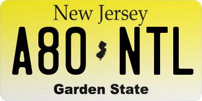 NJ license plate A80NTL