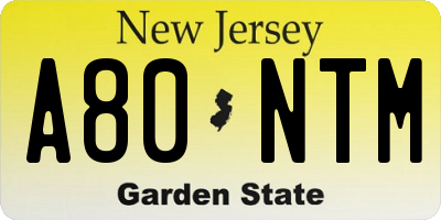 NJ license plate A80NTM