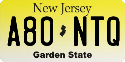 NJ license plate A80NTQ