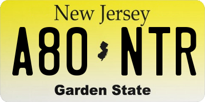 NJ license plate A80NTR