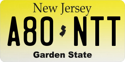 NJ license plate A80NTT