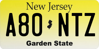 NJ license plate A80NTZ