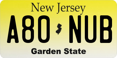 NJ license plate A80NUB