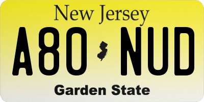 NJ license plate A80NUD