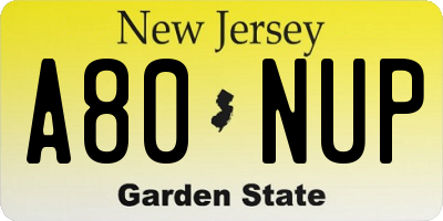 NJ license plate A80NUP