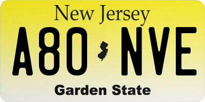 NJ license plate A80NVE