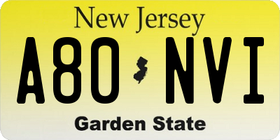NJ license plate A80NVI