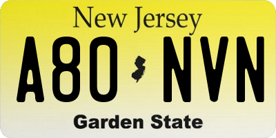NJ license plate A80NVN
