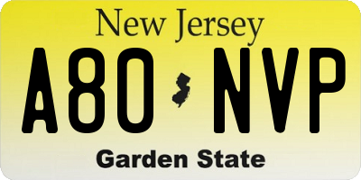 NJ license plate A80NVP