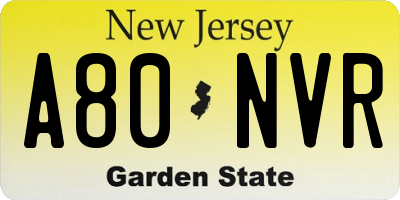 NJ license plate A80NVR
