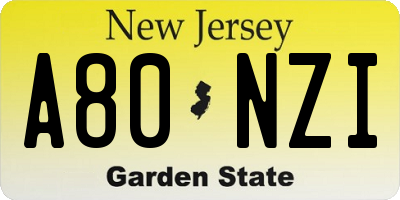 NJ license plate A80NZI