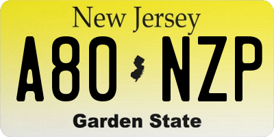 NJ license plate A80NZP