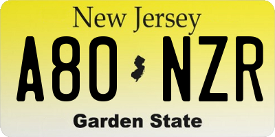 NJ license plate A80NZR