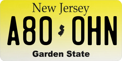 NJ license plate A80OHN