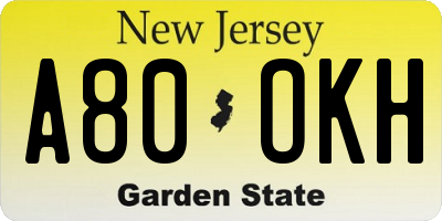 NJ license plate A80OKH