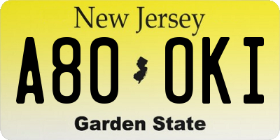 NJ license plate A80OKI