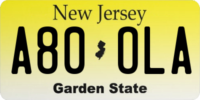 NJ license plate A80OLA