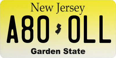 NJ license plate A80OLL