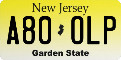 NJ license plate A80OLP