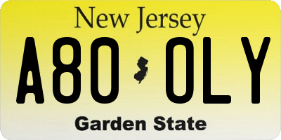 NJ license plate A80OLY