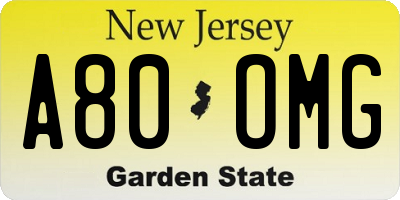 NJ license plate A80OMG