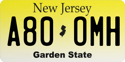 NJ license plate A80OMH