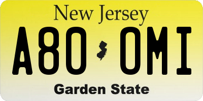 NJ license plate A80OMI