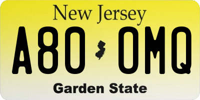 NJ license plate A80OMQ