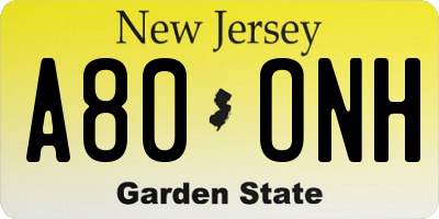 NJ license plate A80ONH