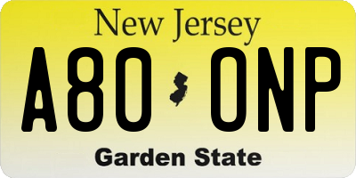 NJ license plate A80ONP