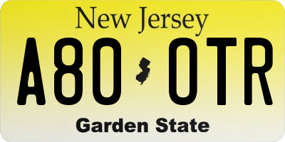 NJ license plate A80OTR