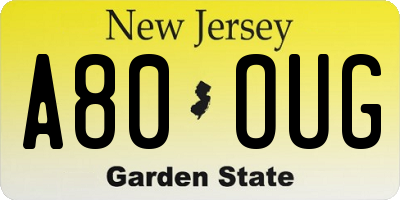 NJ license plate A80OUG