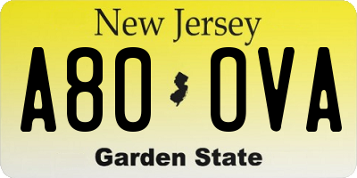 NJ license plate A80OVA